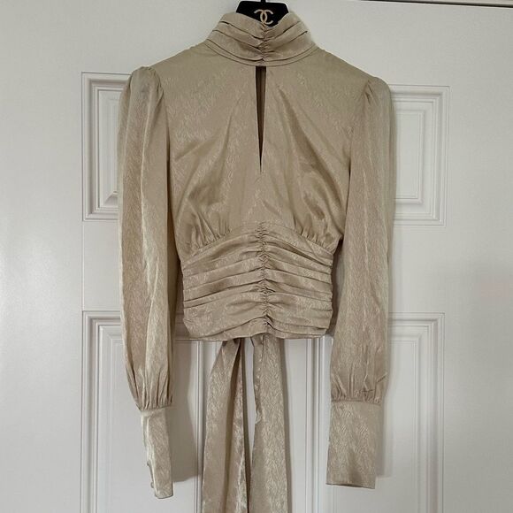 Wayf Cream High-Neck Blouse - Picture 2 of 4